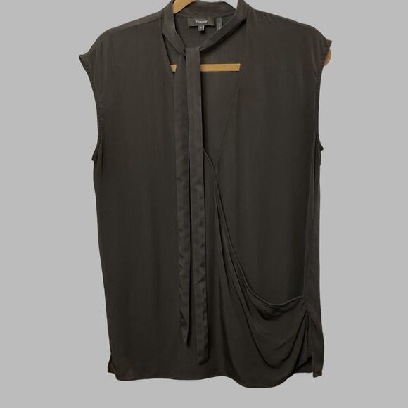 Theory Black SIlk Wrap Blouse Tie‎ Neck - Picture 1 of 4